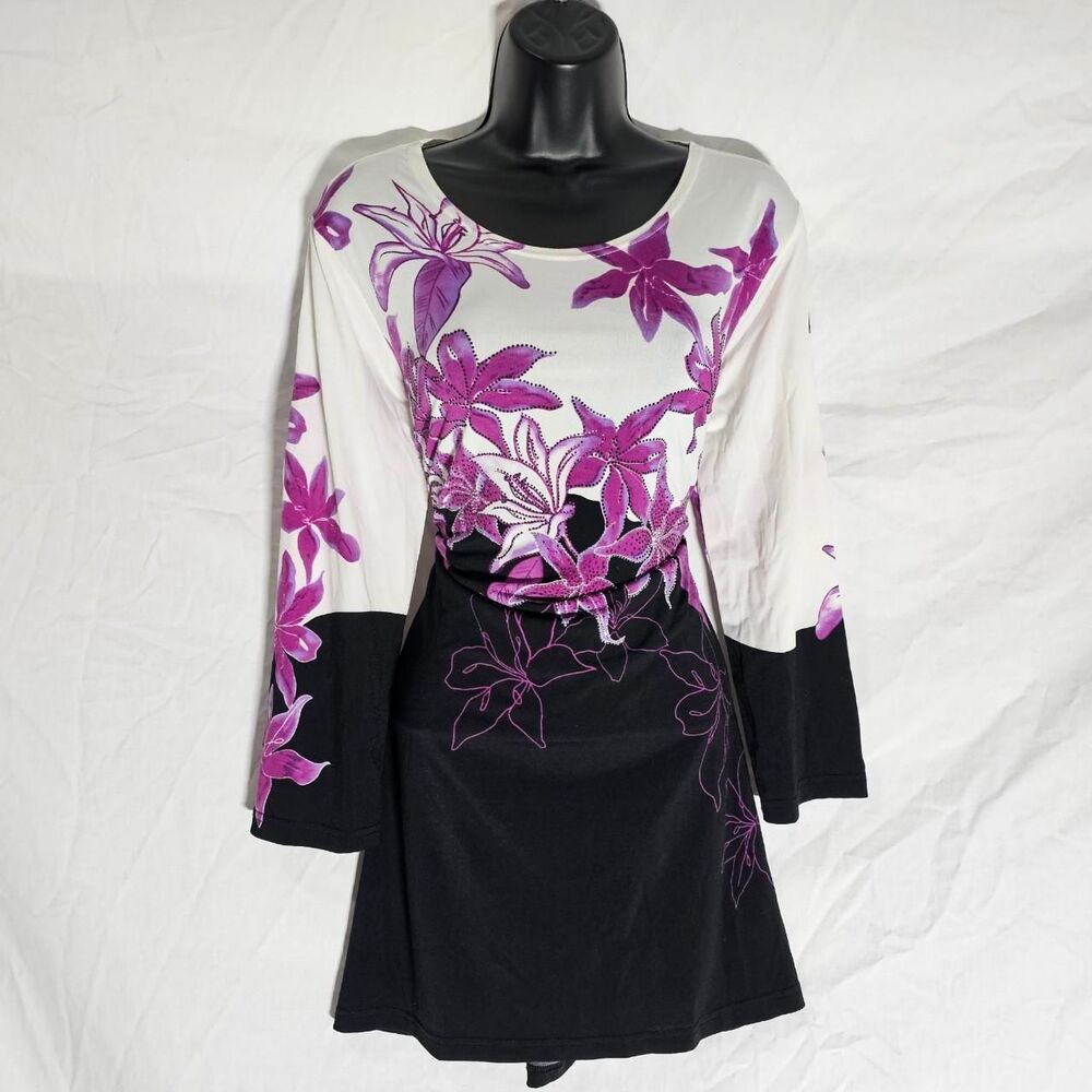 Vintage y2k purple flower whimsigoth blouse wirh rhinestone details